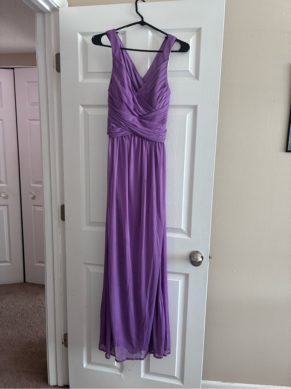 David's Bridal Lavender Sleeveless V-Neck Maxi Dress